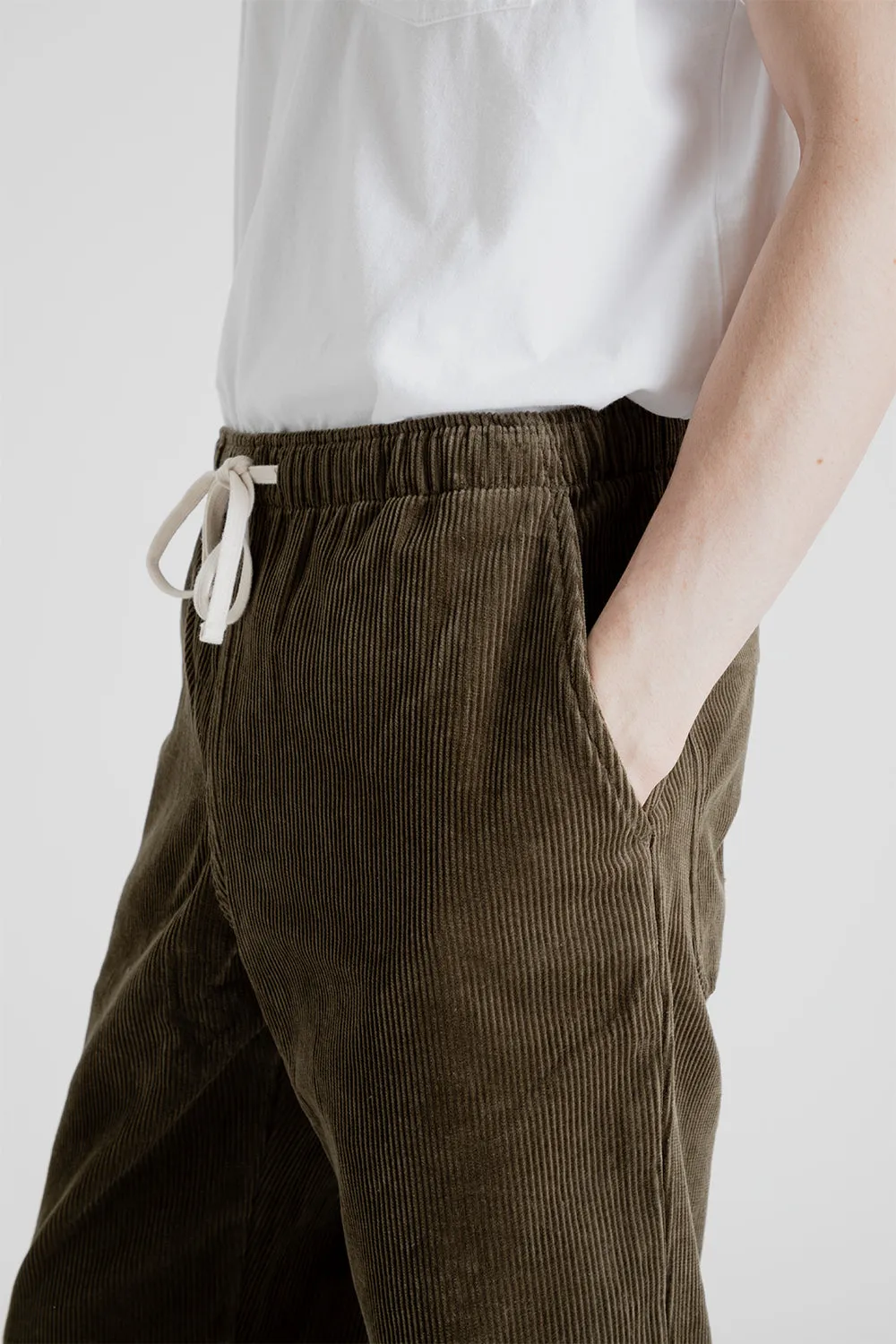 Active Corduroy Lazy Pants - Olive