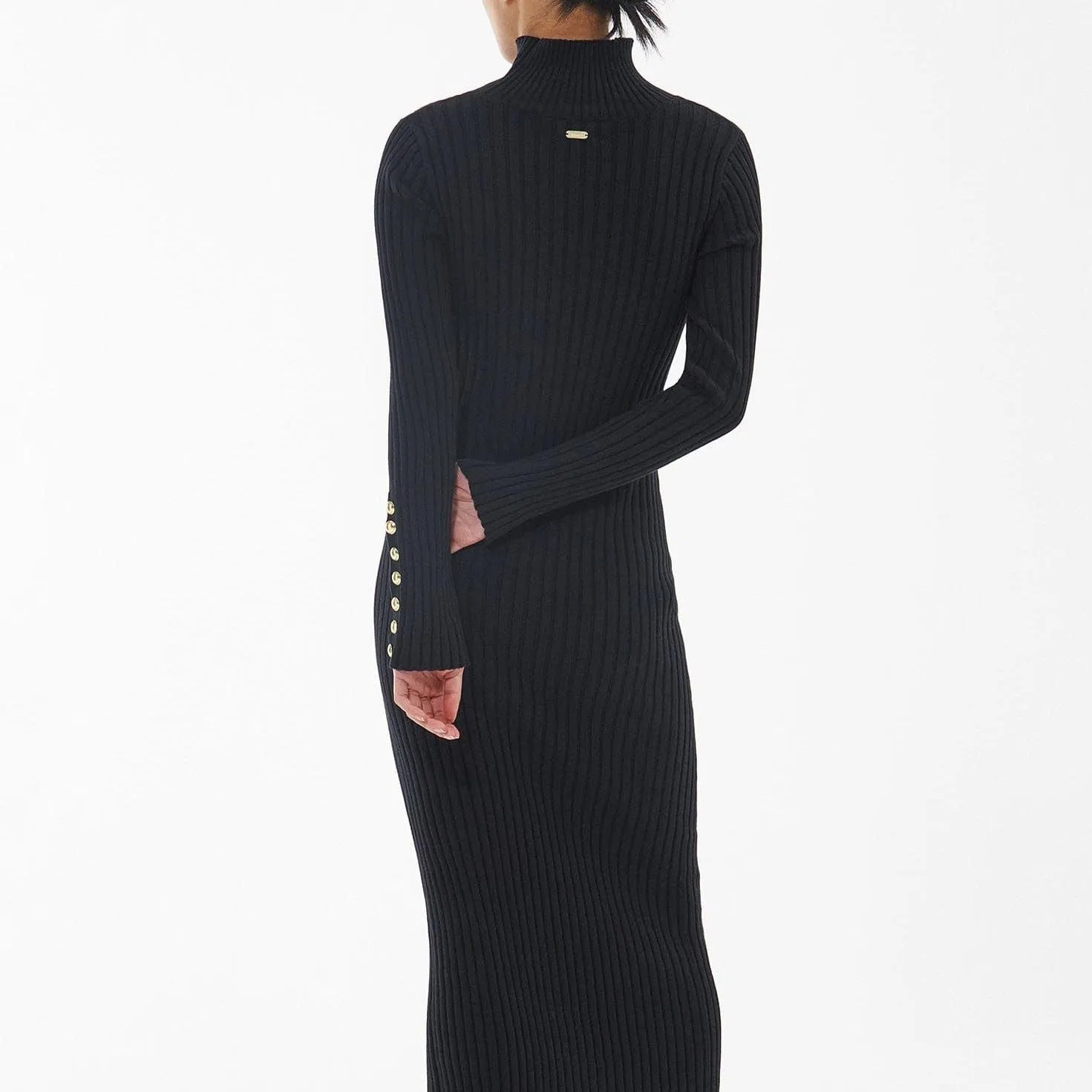 Barbour Bordley Knitted Midi Dress in Black