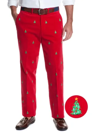 Beachcomber Corduroy Pant Crimson with Christmas Tree