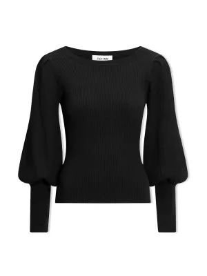 Black Eva wool boat neck jumper