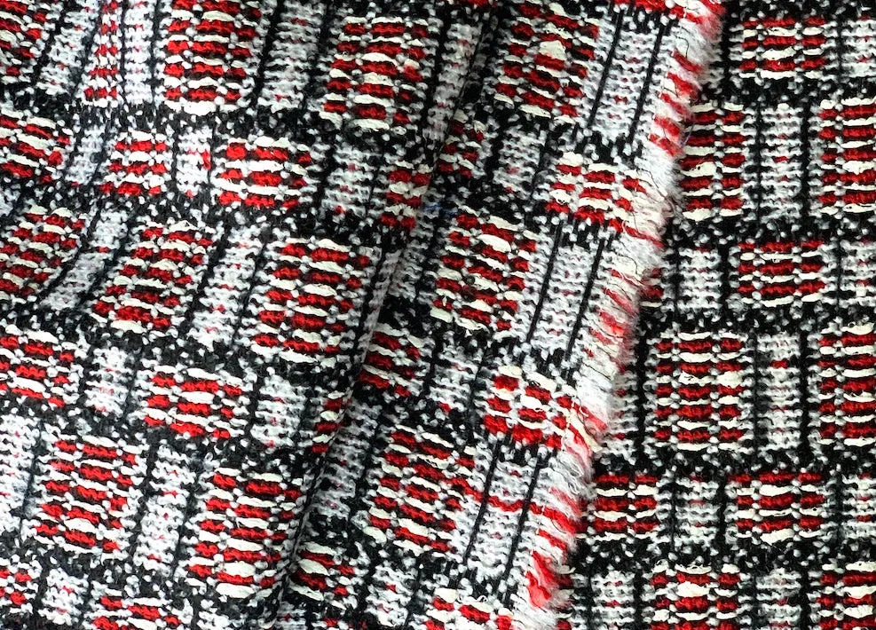 Bold Fringeable Red, Black & White Bouclé (Made In Spain)