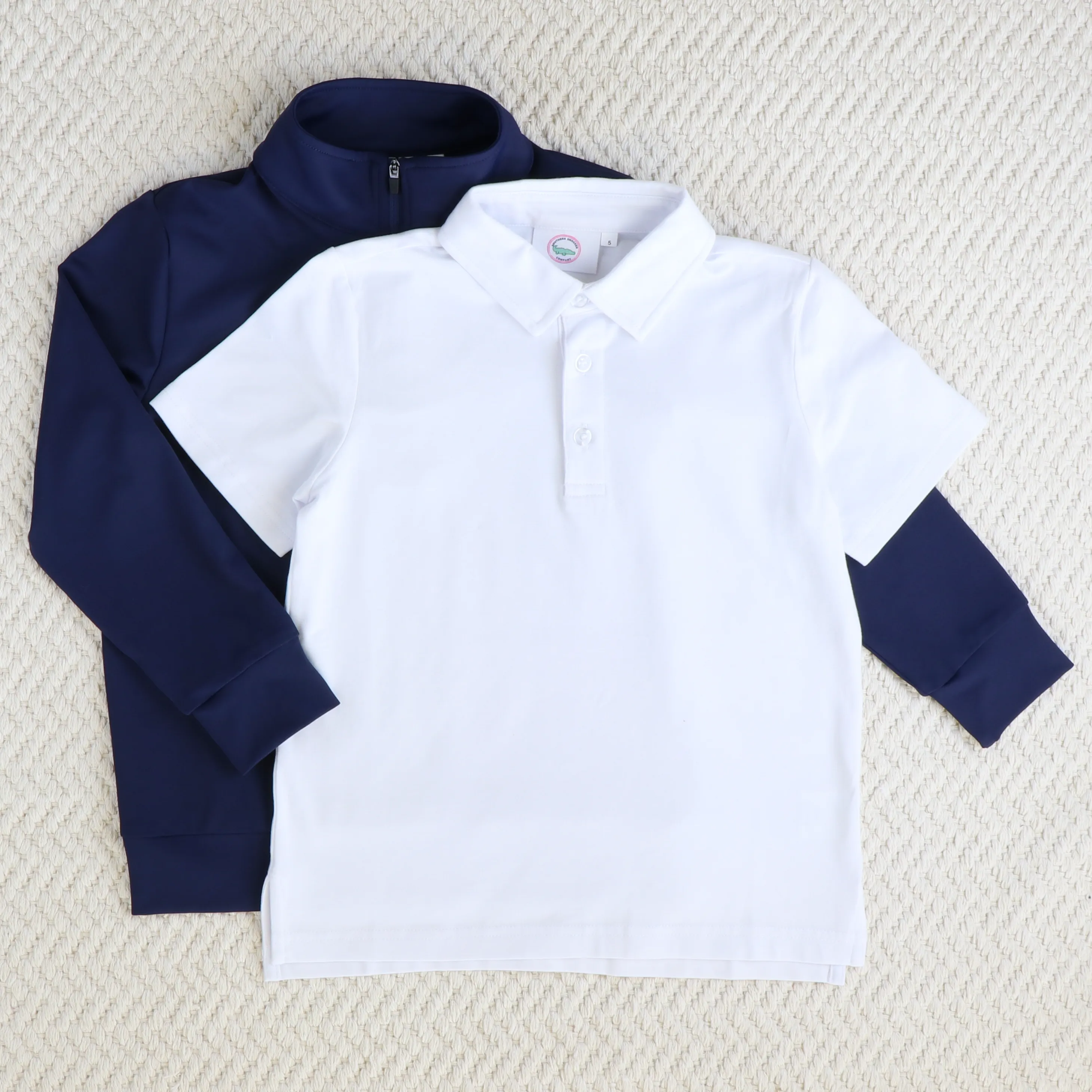 Boys Signature S/S Knit Polo - White Solid