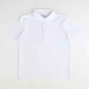 Boys Signature S/S Knit Polo - White Solid