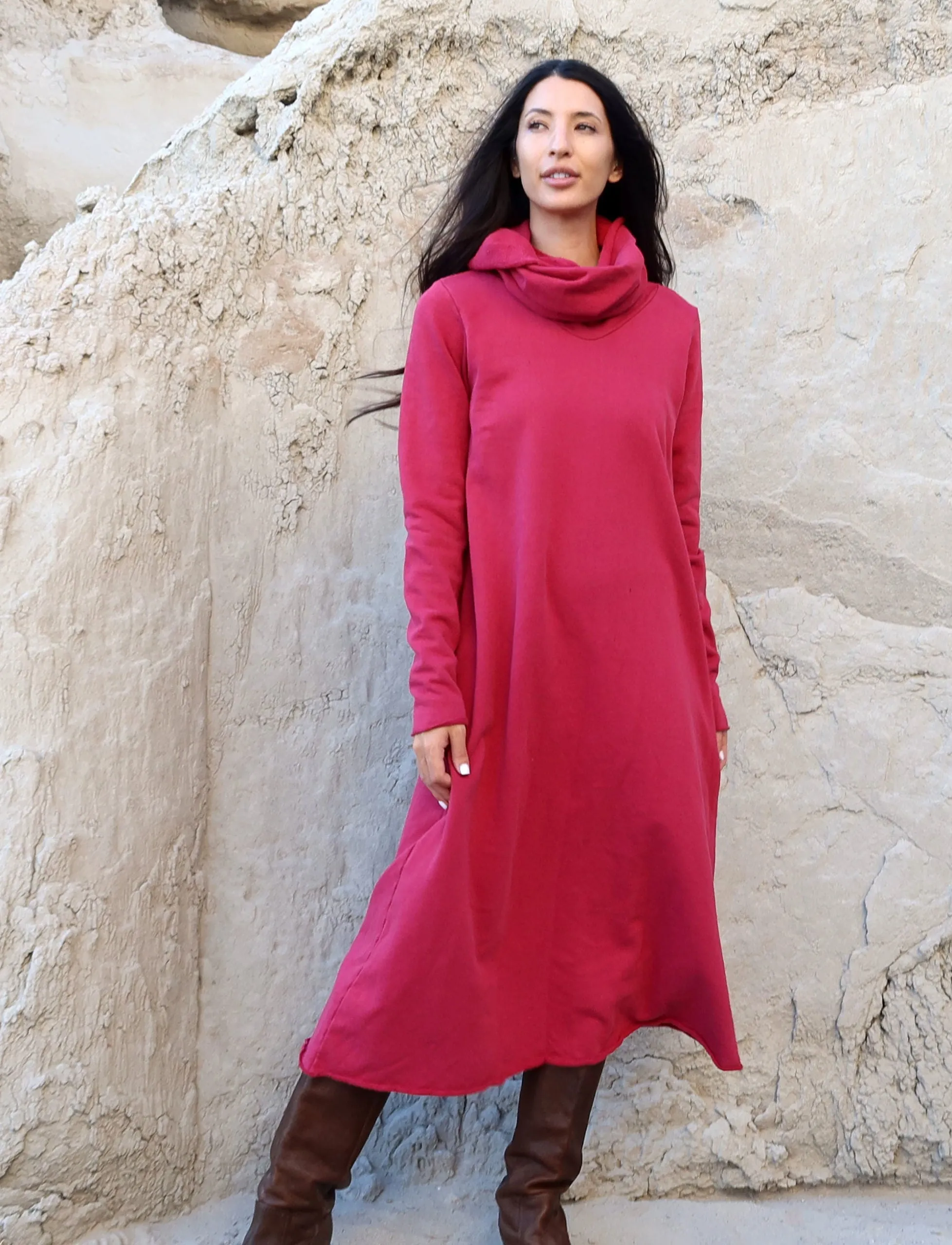 Chunky Cowl Ojai Below Knee Dress