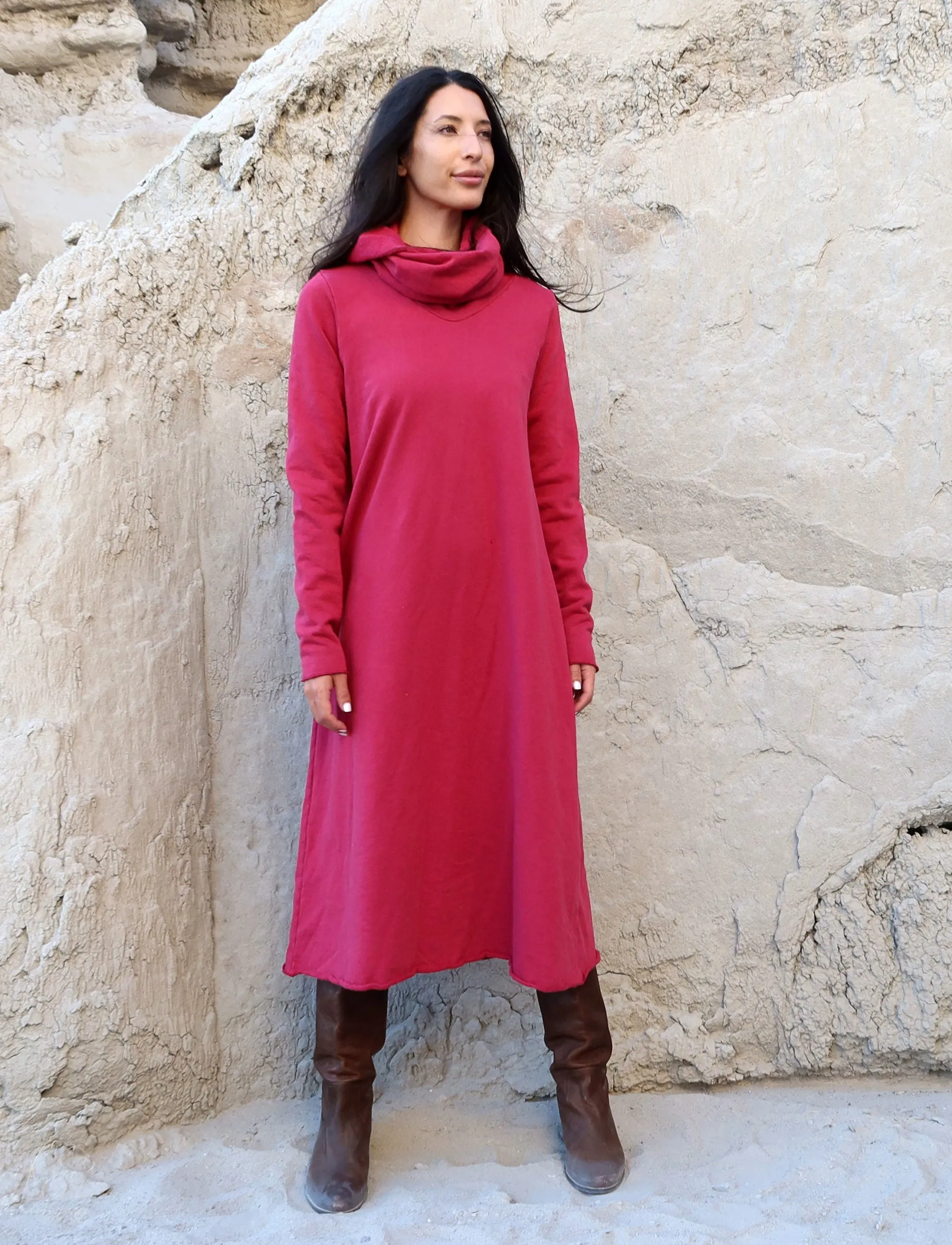 Chunky Cowl Ojai Below Knee Dress