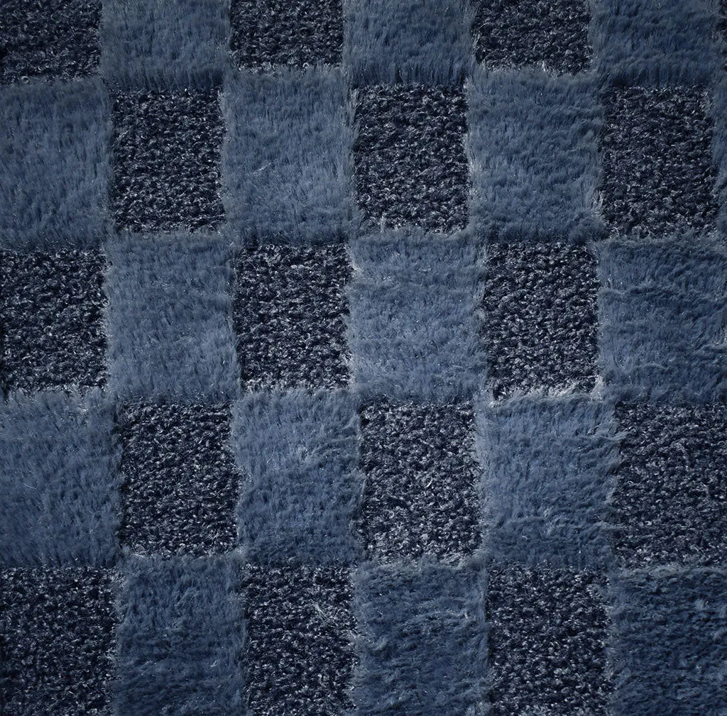 Cozy Checkered Teddy Sherpa Fleece Denim Blue