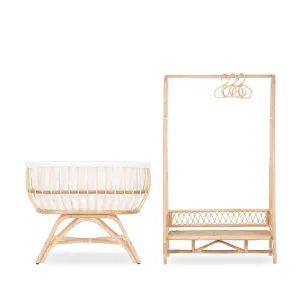 CuddleCo Aria Crib and Hanging Rail Room Set in Rattan