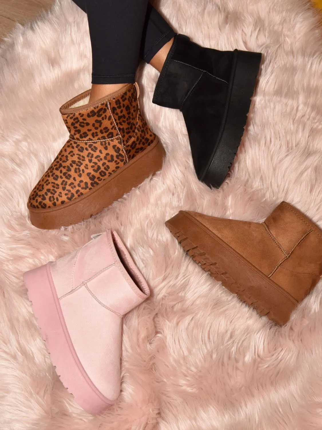 Explore More Collection - WILD DIVA Thermal Furry Leopard Platform Booties