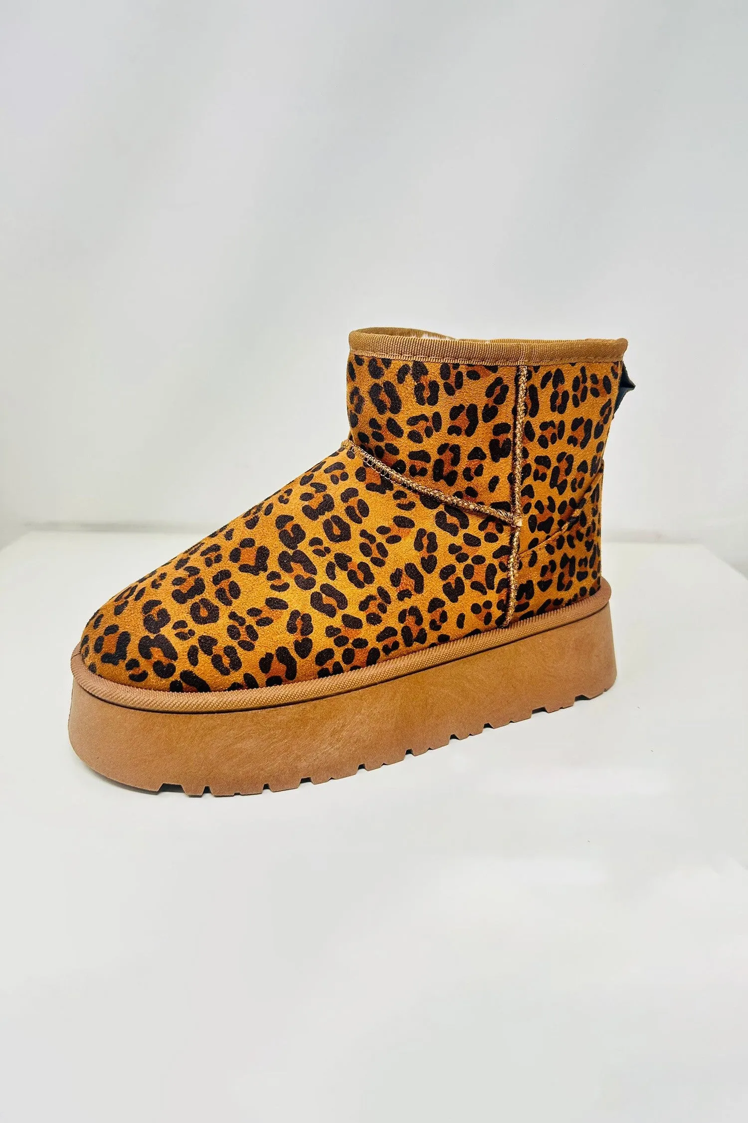 Explore More Collection - WILD DIVA Thermal Furry Leopard Platform Booties