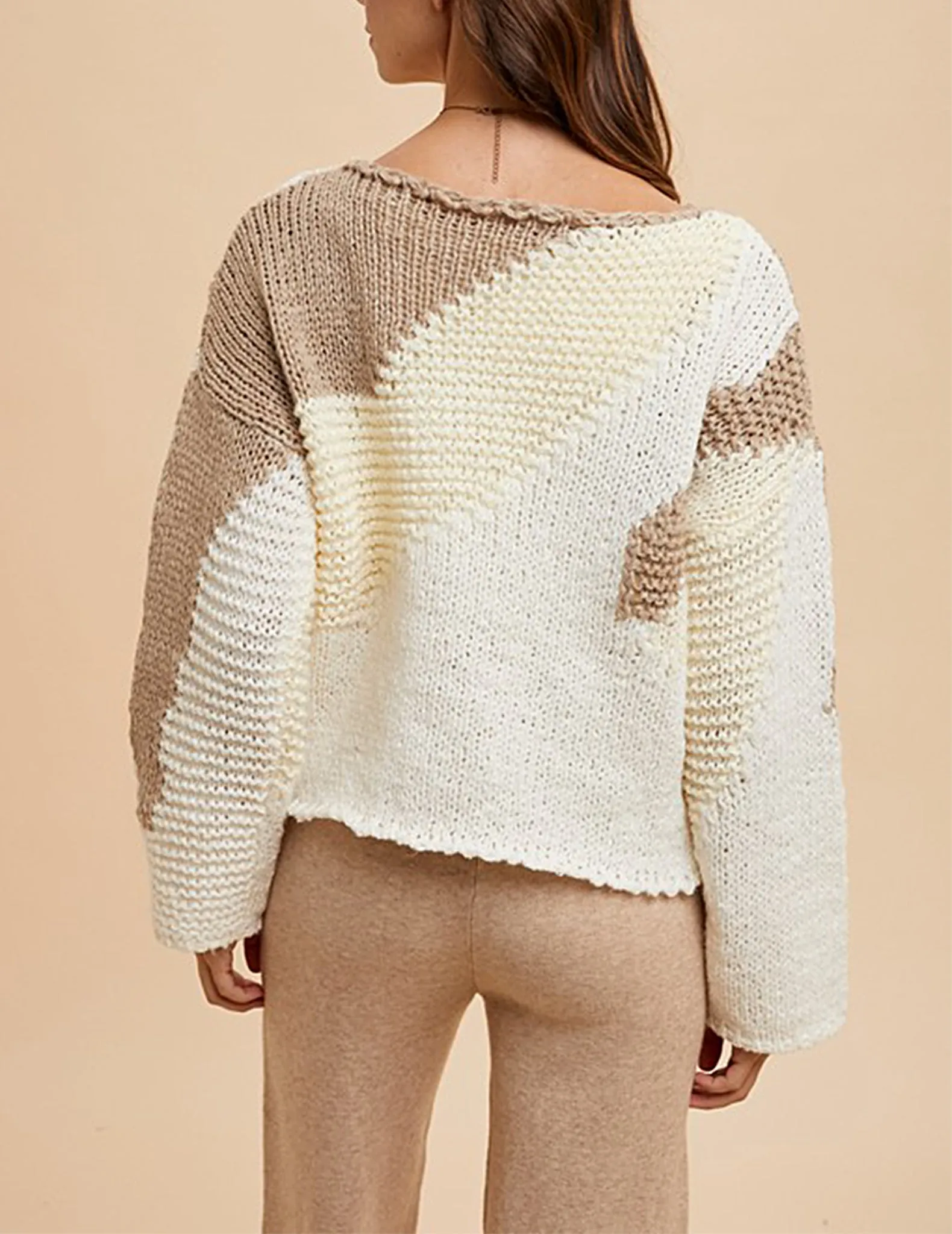 Freja Color Block Multi-Stitch Sweater