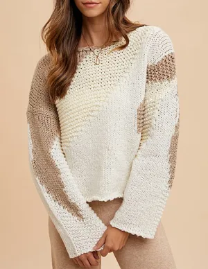 Freja Color Block Multi-Stitch Sweater