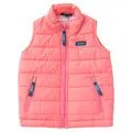 Girl's Puffer Vest W/ Painted Gingham Liner in Flamingo Pink