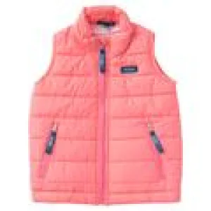 Girl's Puffer Vest W/ Painted Gingham Liner in Flamingo Pink