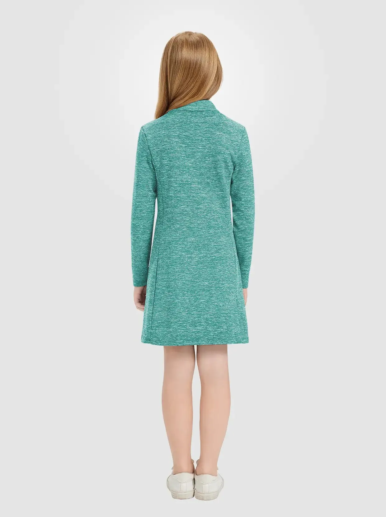 Girls Quartet-zip Long-sleeve Fleece Dress with Pockets