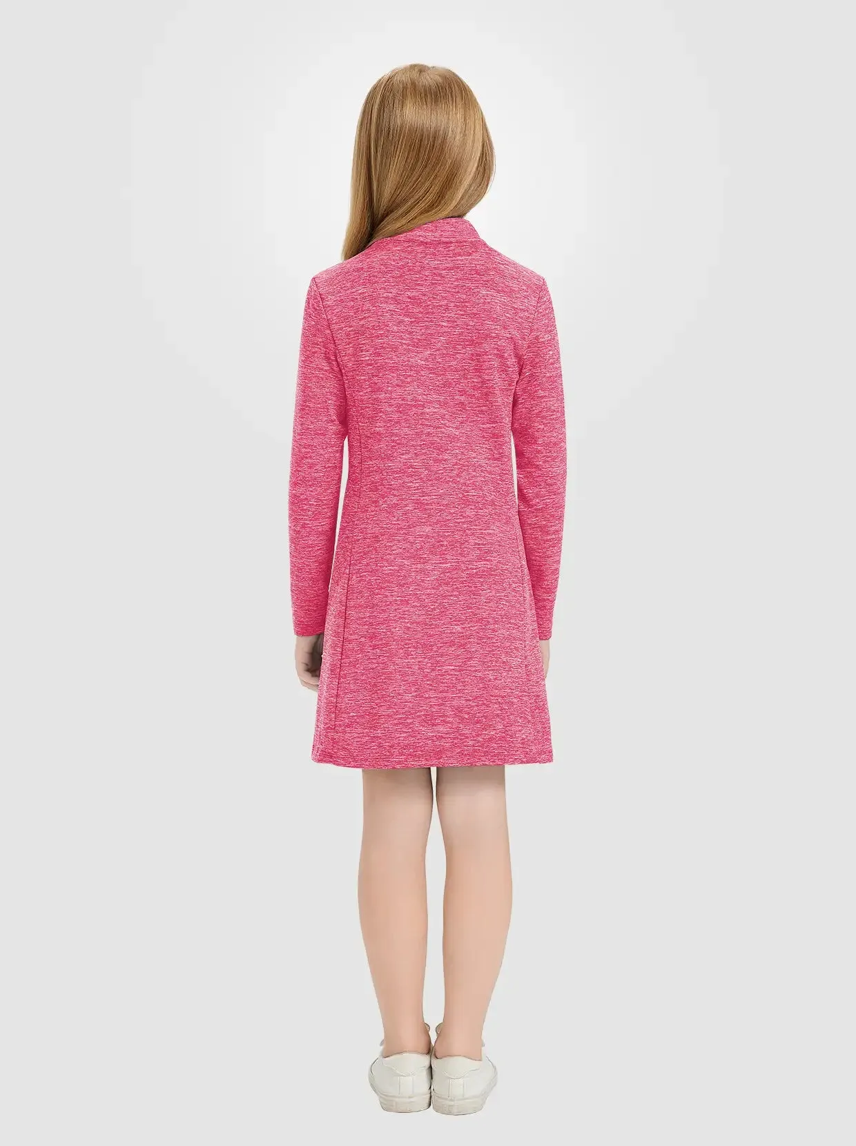 Girls Quartet-zip Long-sleeve Fleece Dress with Pockets