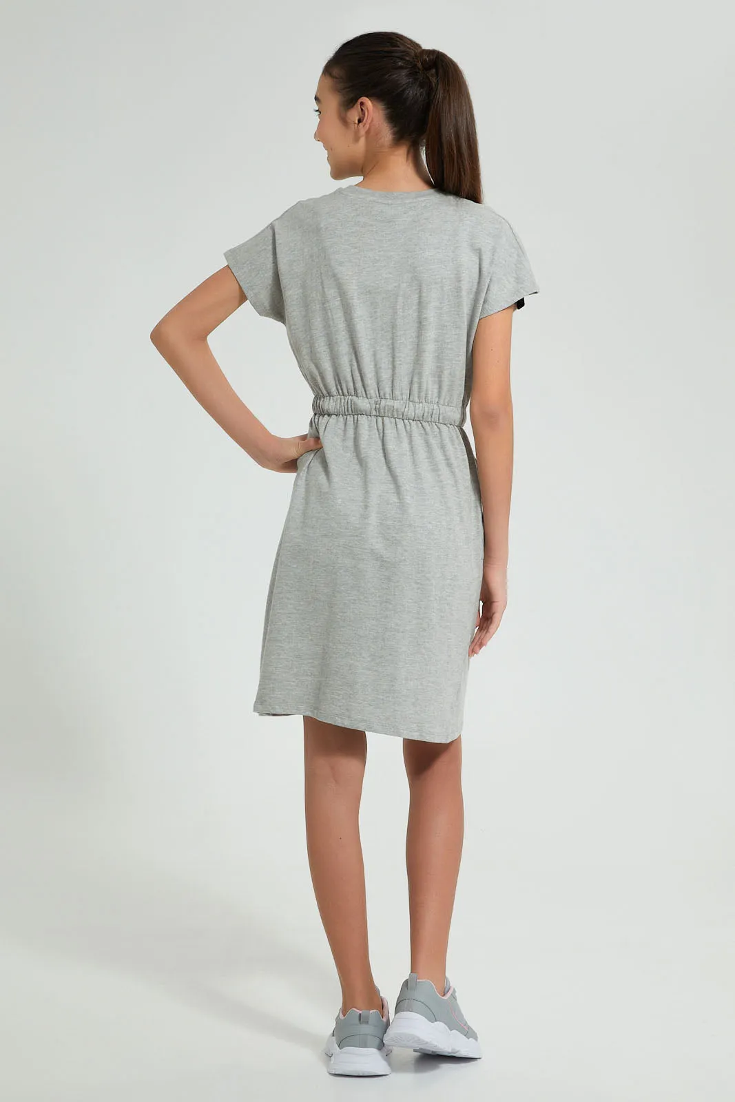 Grey And Black Sporty Knitted Dress