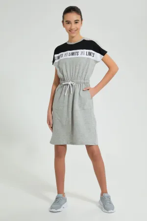 Grey And Black Sporty Knitted Dress