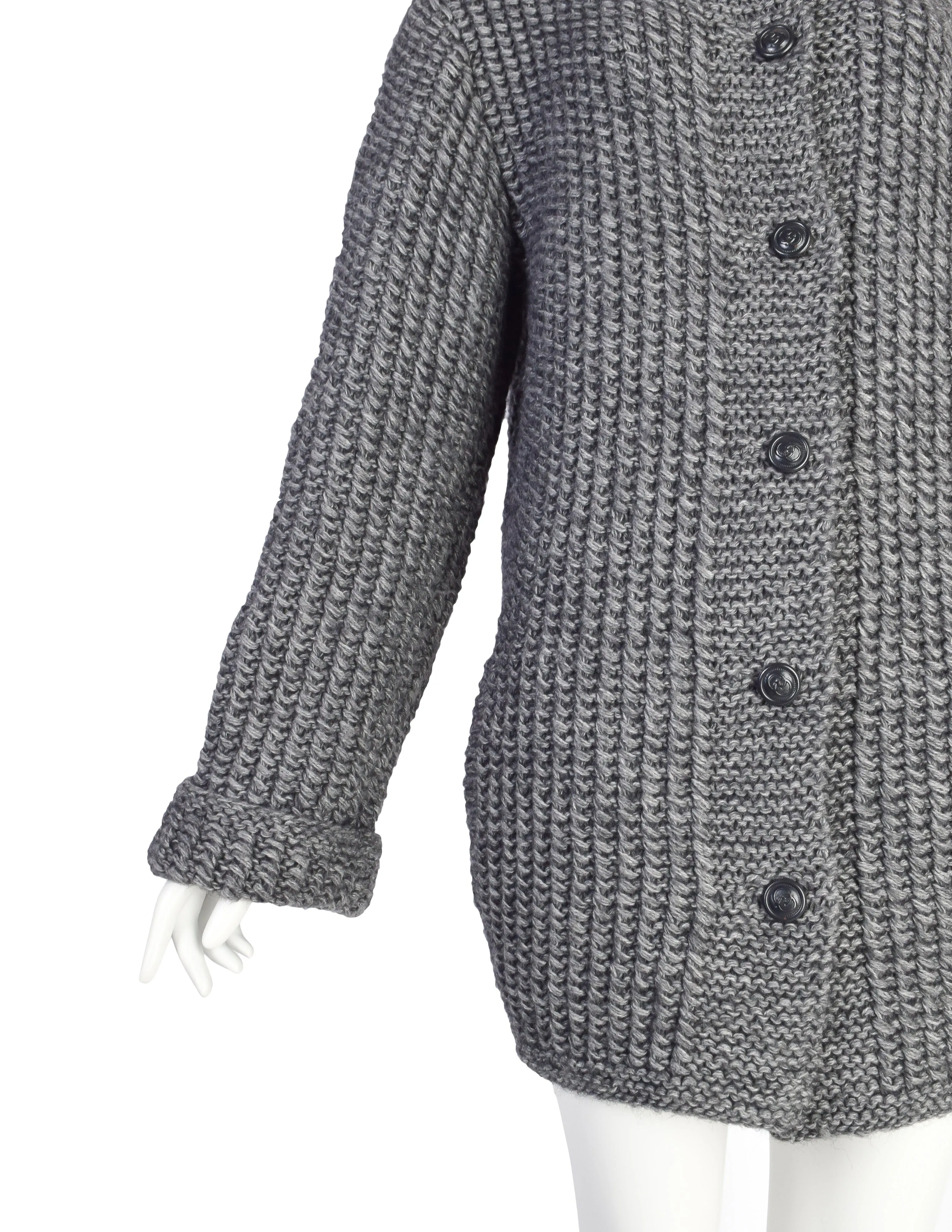 Gucci Vintage Grey Knit Alpaca Mohair Button Up Sweater Jacket