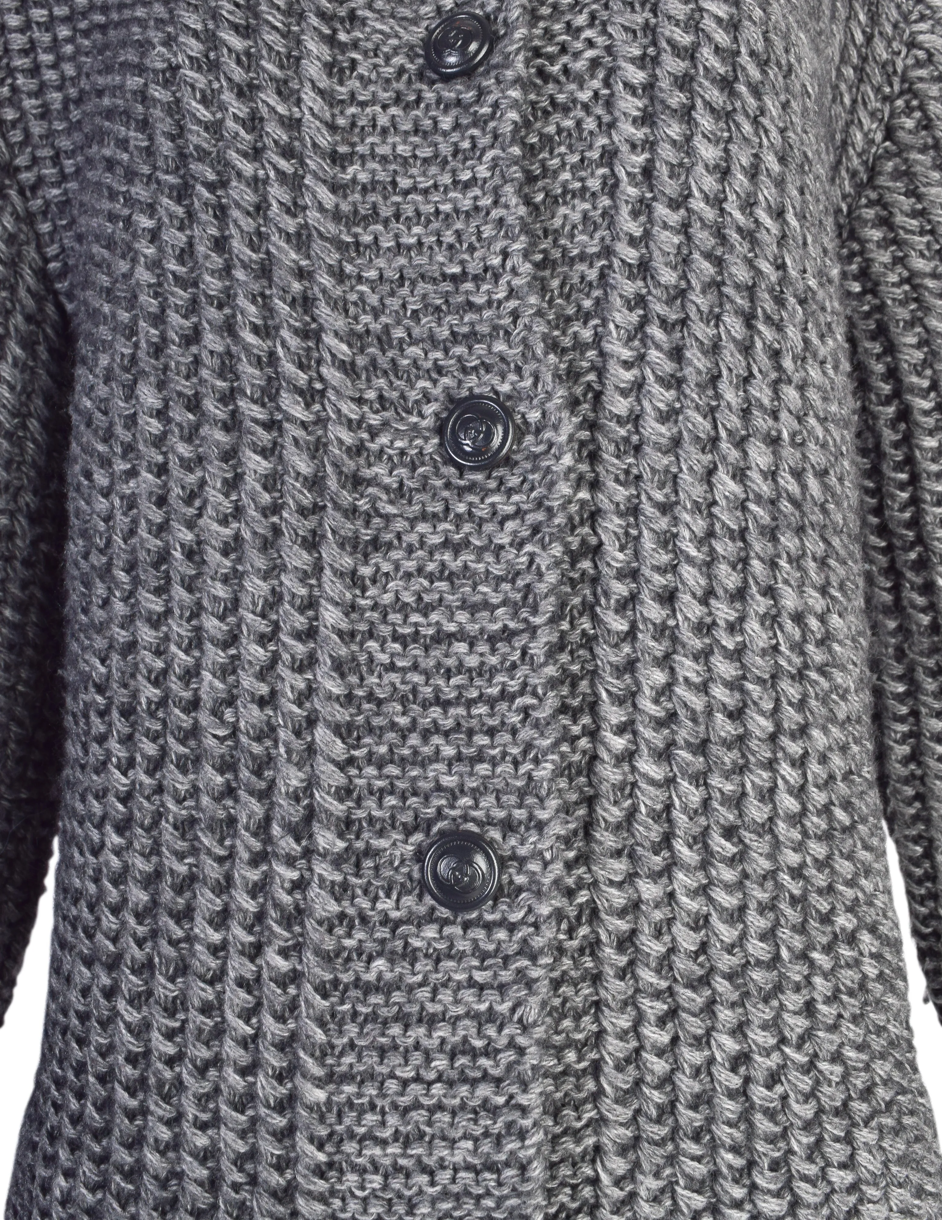 Gucci Vintage Grey Knit Alpaca Mohair Button Up Sweater Jacket