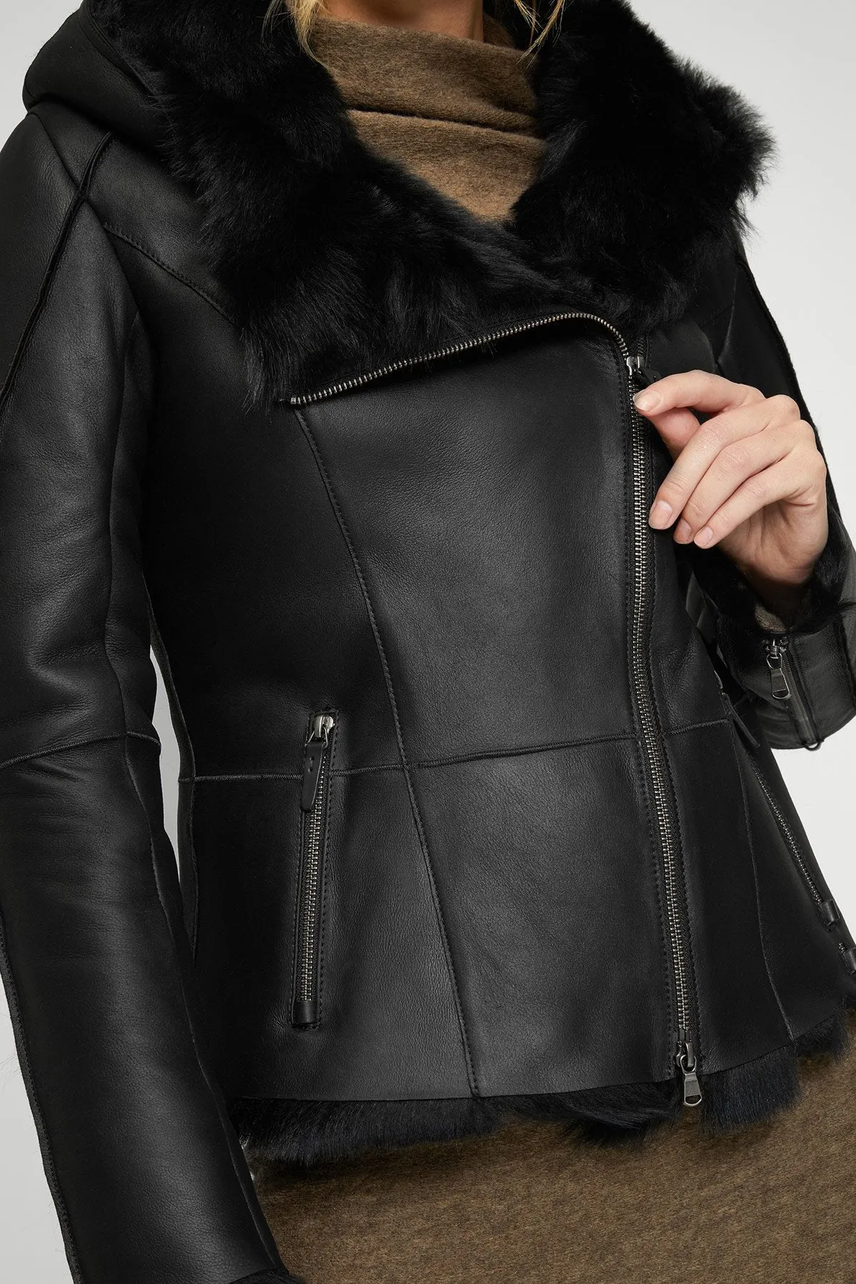 Hazel - Black Shearling Jacket