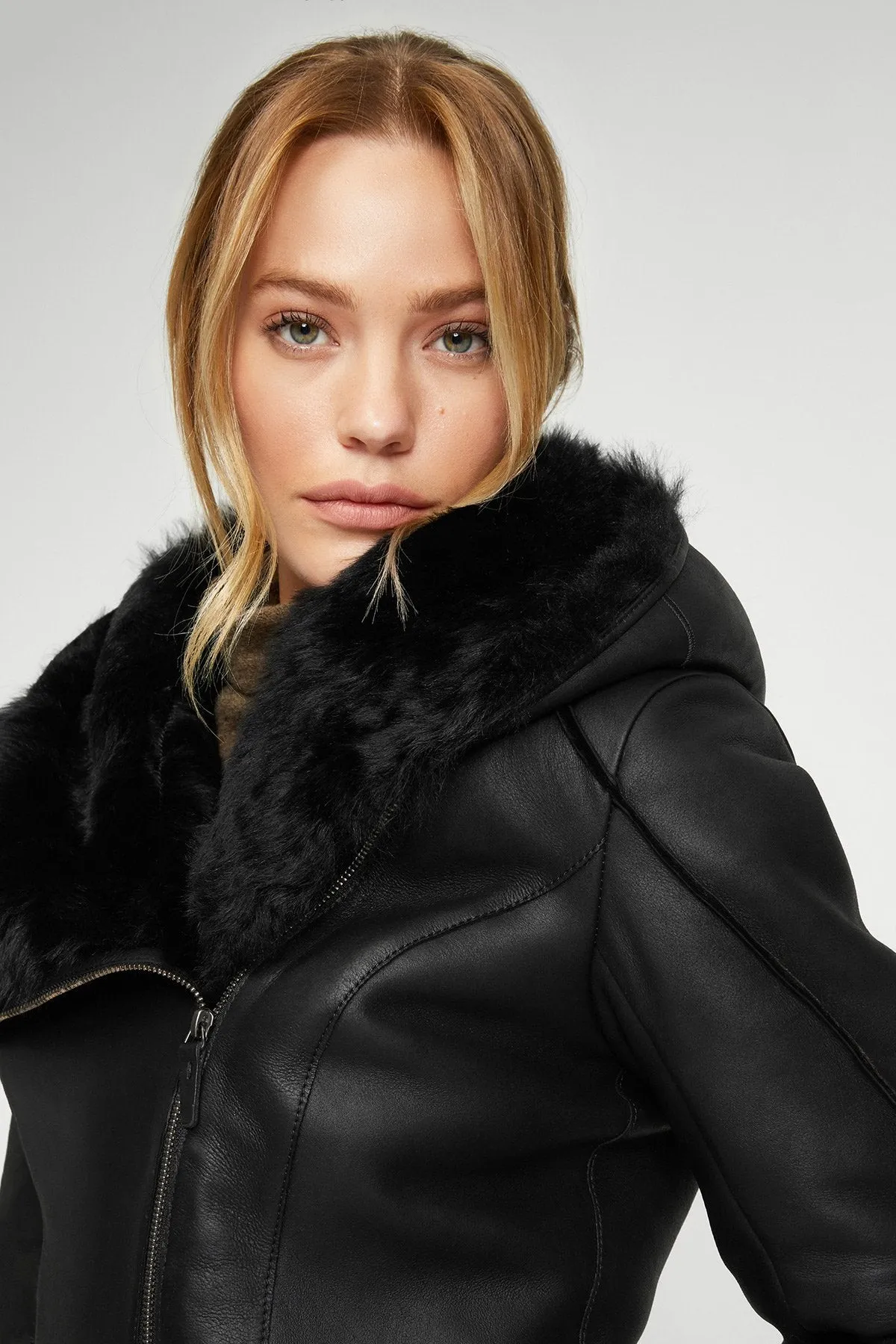 Hazel - Black Shearling Jacket