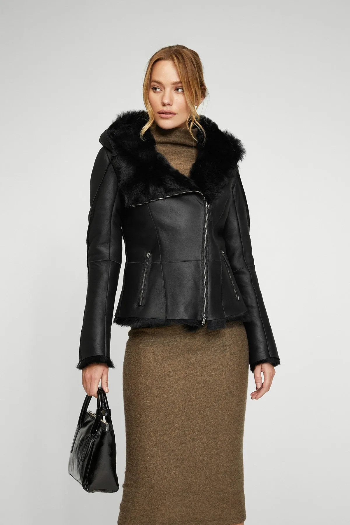 Hazel - Black Shearling Jacket