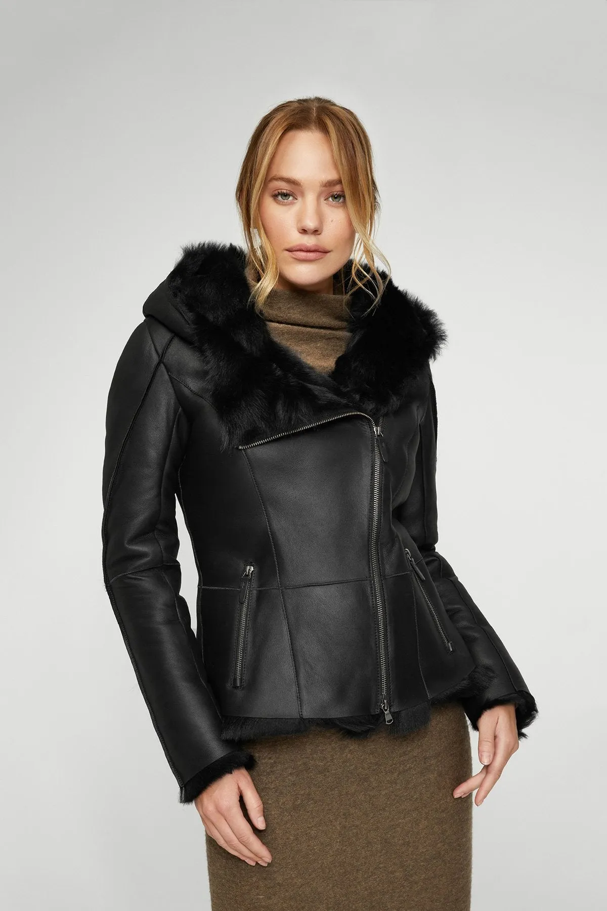 Hazel - Black Shearling Jacket