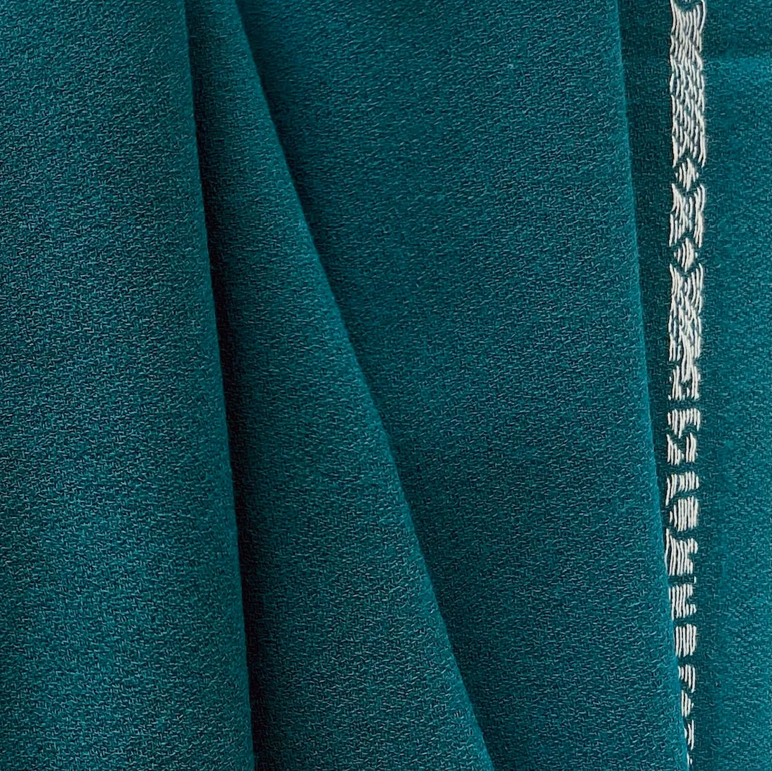 High-End Arabian Teal Selvedged Wool Crepe (Made in Italy)