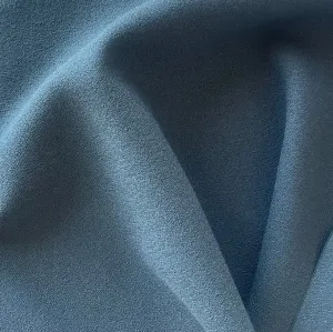 High-End Steel Blue Selvedged Wool Crepe (Made in Italy)