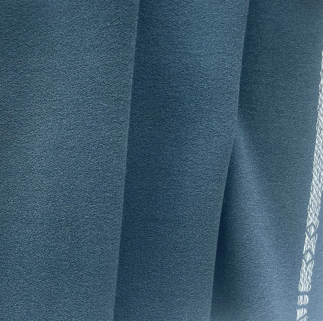 High-End Steel Blue Selvedged Wool Crepe (Made in Italy)