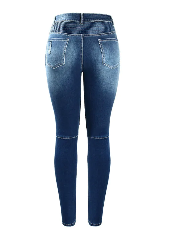 High Waist Stretch Skinny Pants Motor Jeans