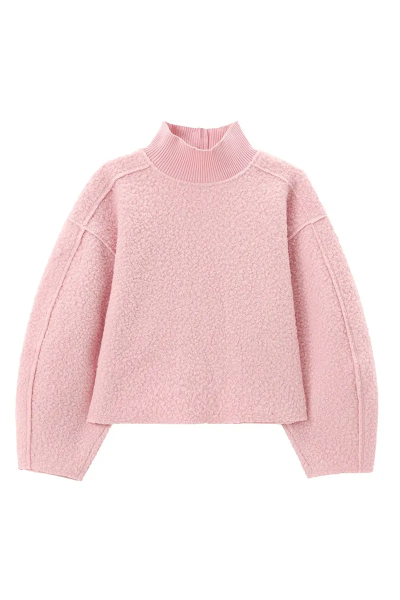 HWR1056 Textured High-Neck Sweater