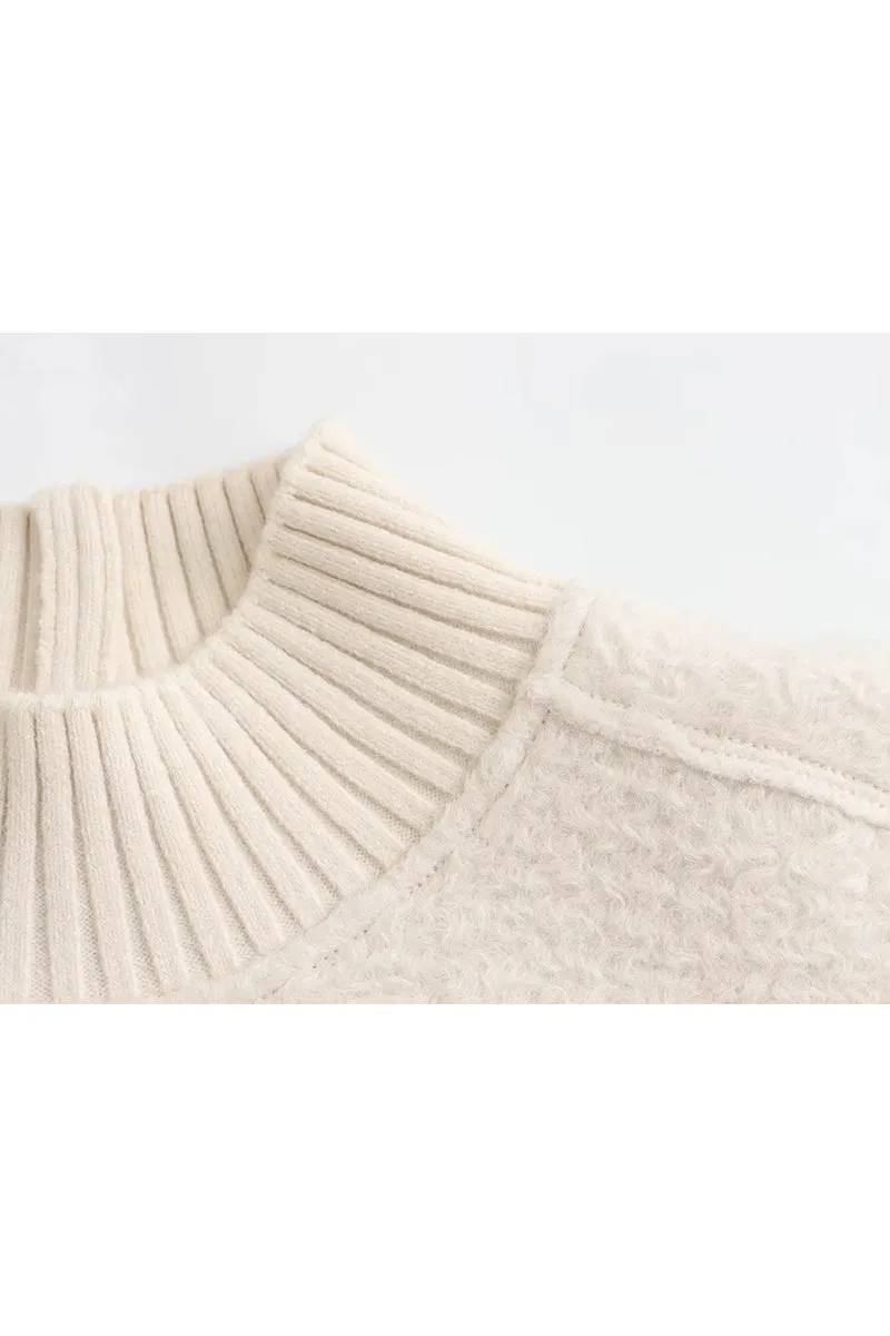 HWR1056 Textured High-Neck Sweater