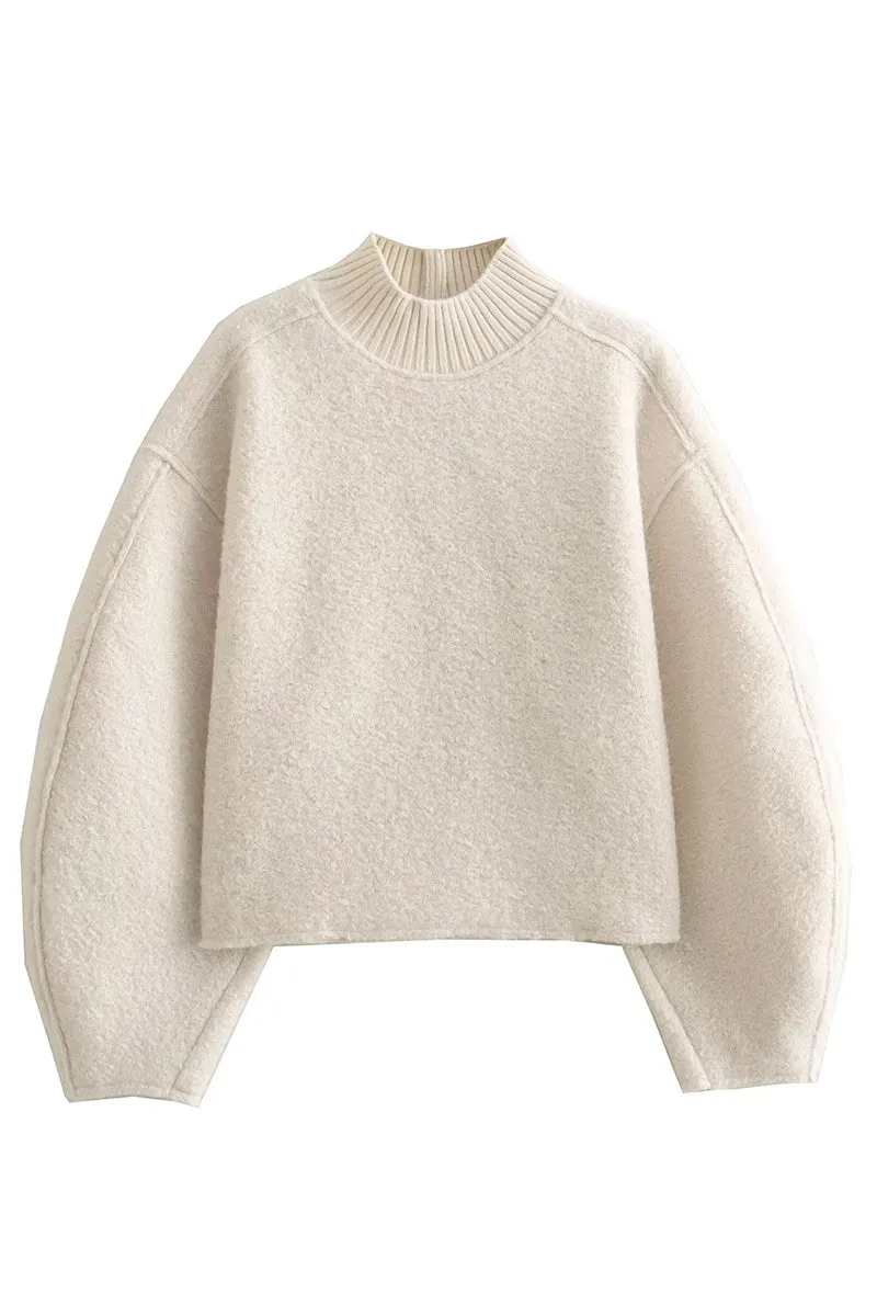 HWR1056 Textured High-Neck Sweater