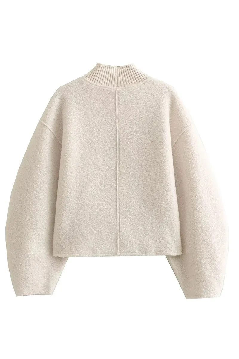 HWR1056 Textured High-Neck Sweater