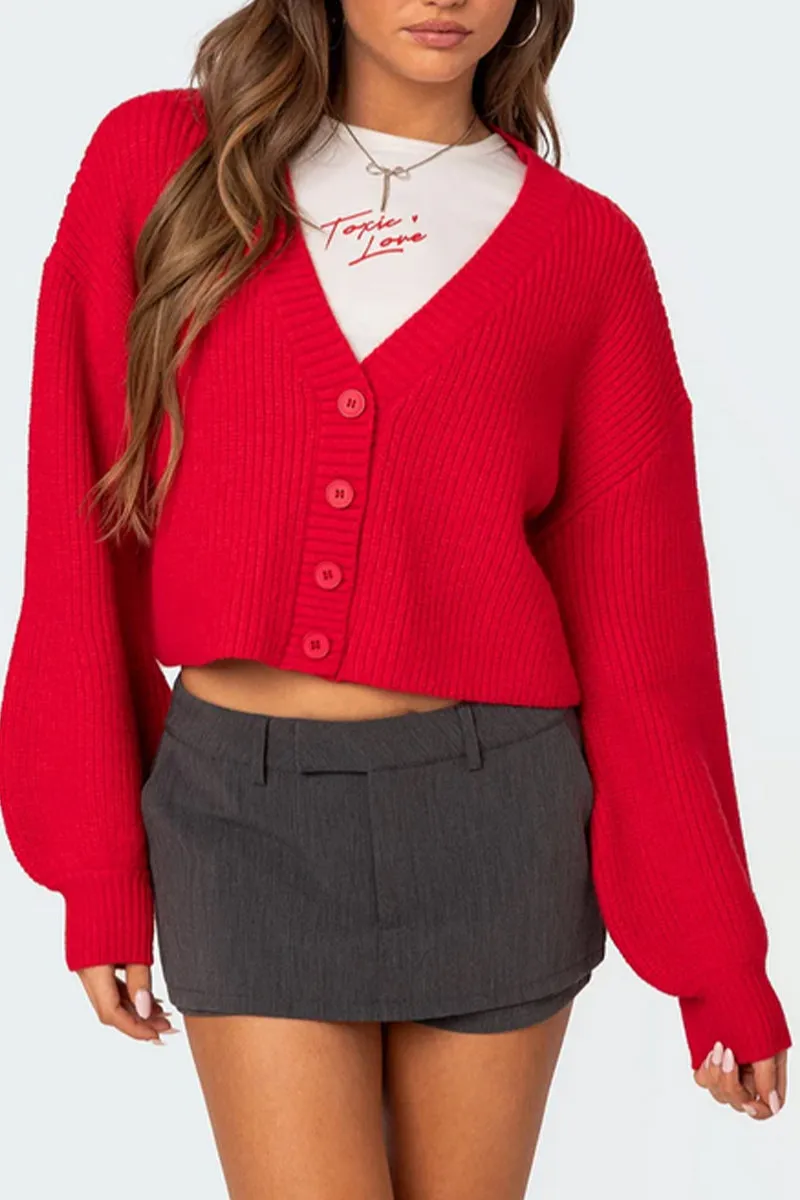 HWS1269 Bold Statement Cropped Cardigan