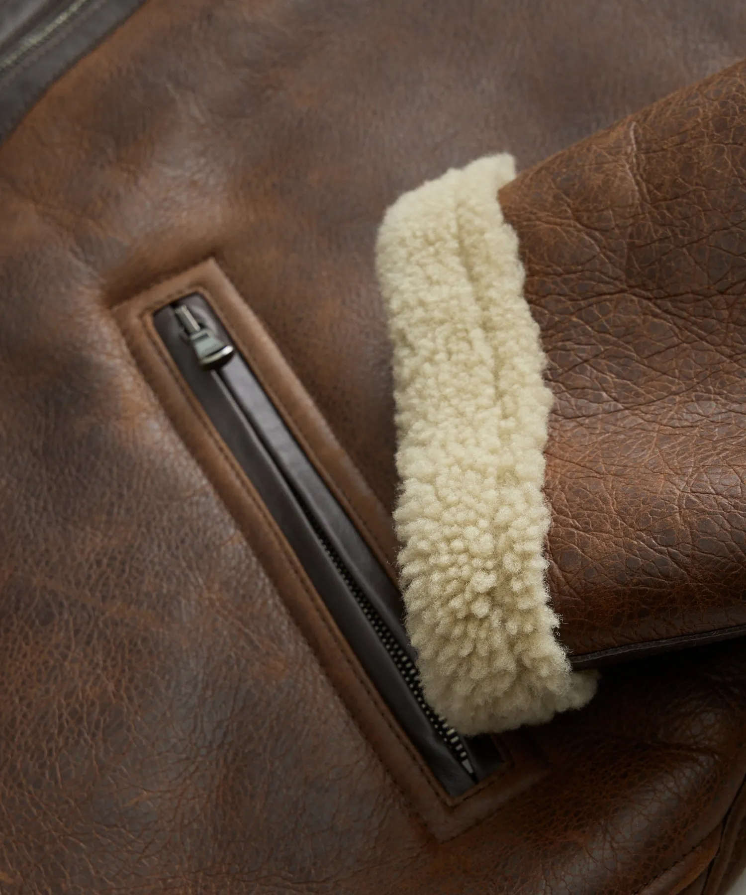 Italian Shearling Flight Jacket in Brown