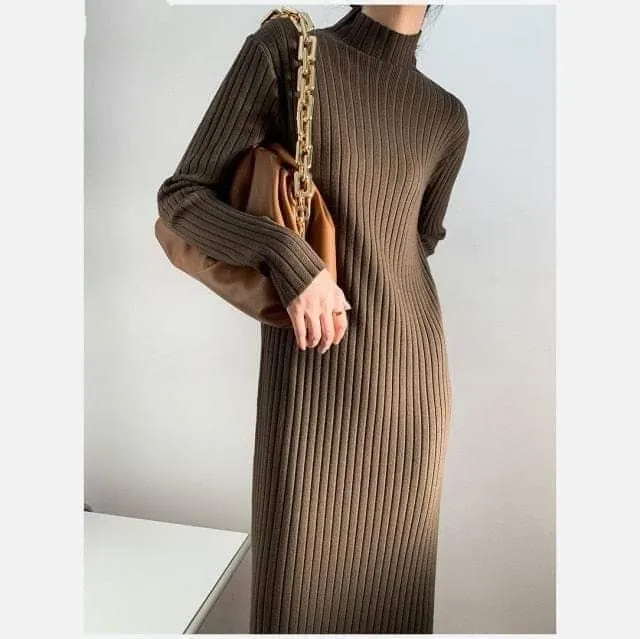 Jenna Solid Knitted Cotton Dress