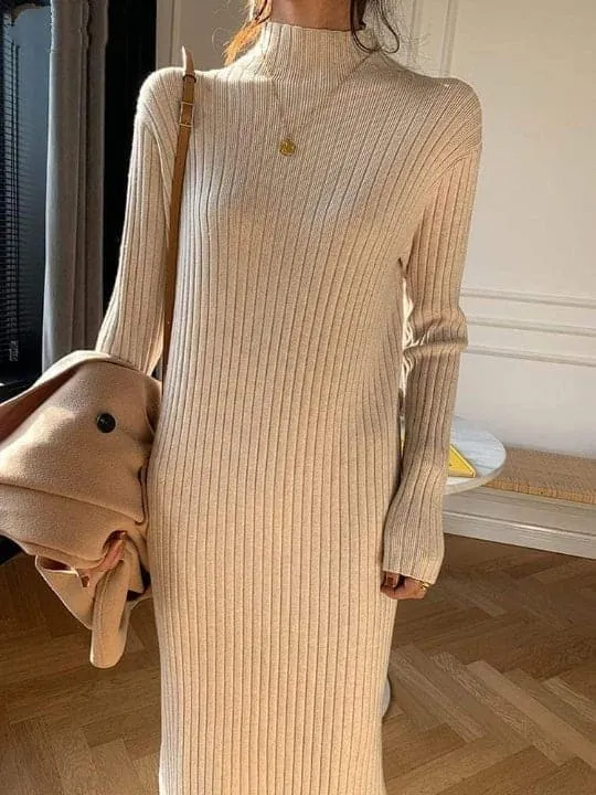 Jenna Solid Knitted Cotton Dress