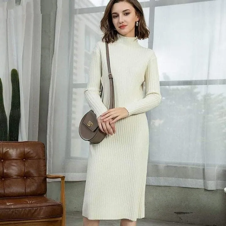 Jenna Solid Knitted Cotton Dress