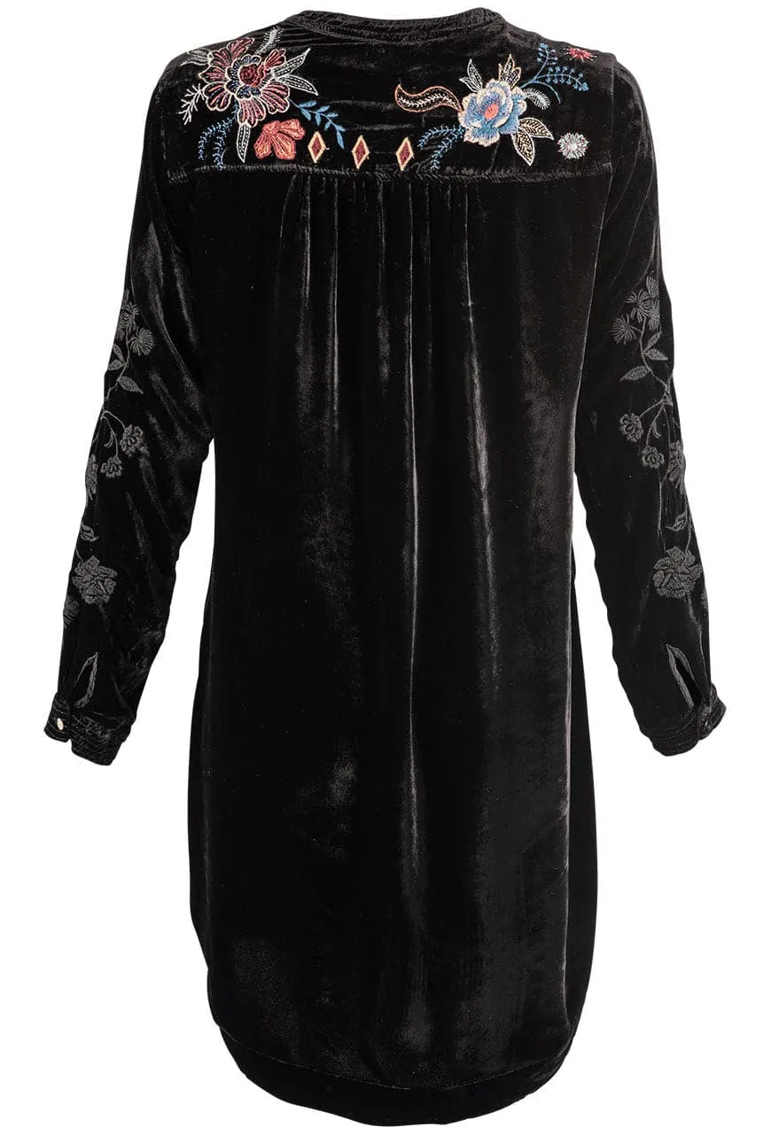 Johnny Was Black Denali Velvet Relaxed Trapunto Tunic