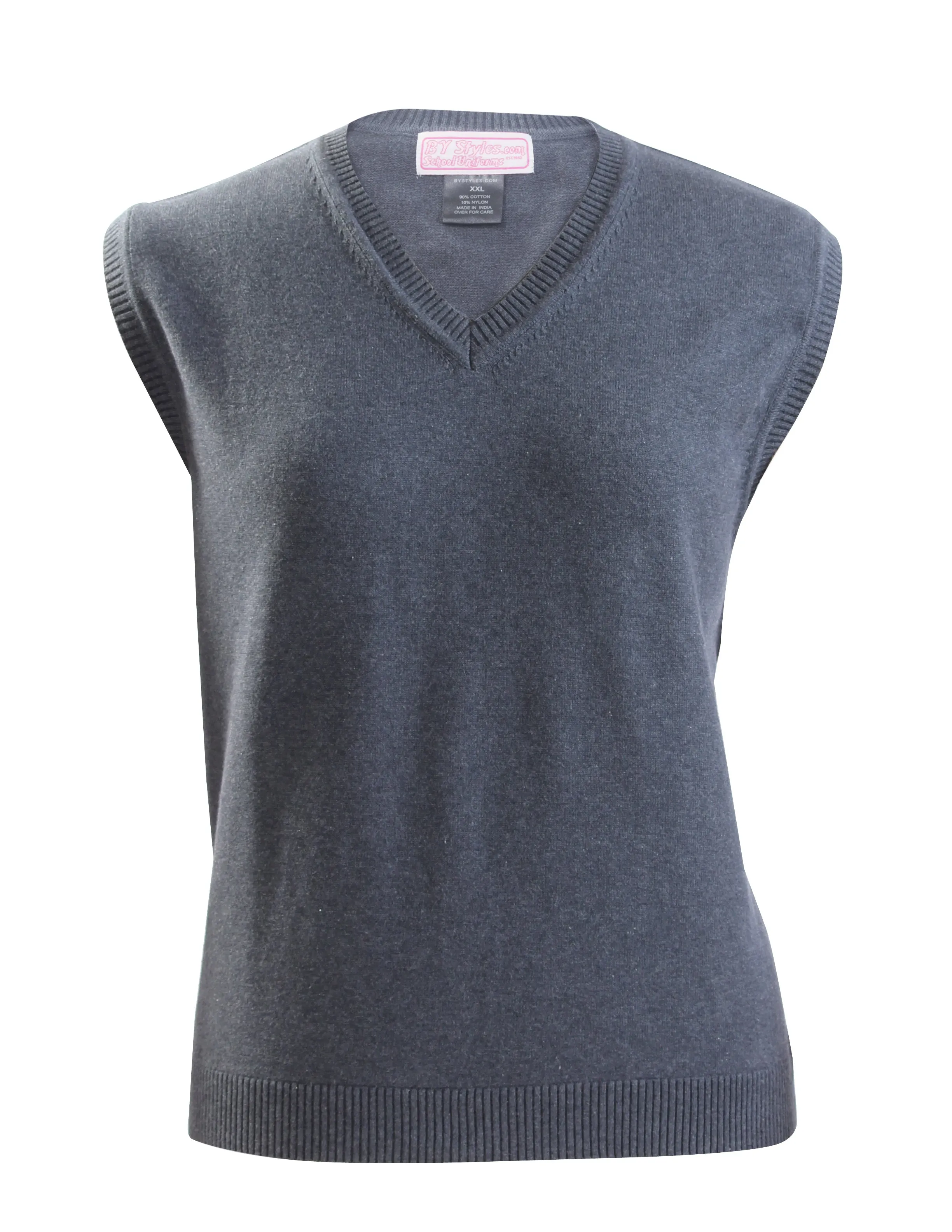 Ladies Charcoal Gray Knit V-neck Vest