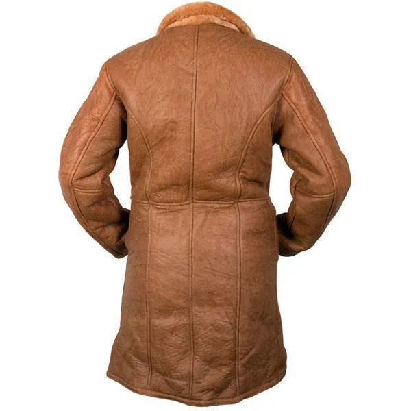 Ladies Lucky Leather 1319 Rusty Brown Color Long Shearling Coat