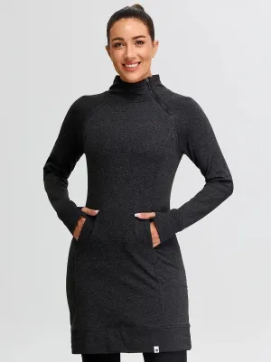 Ladies Side-zip Long-sleeve Thermal Dress with Pockets