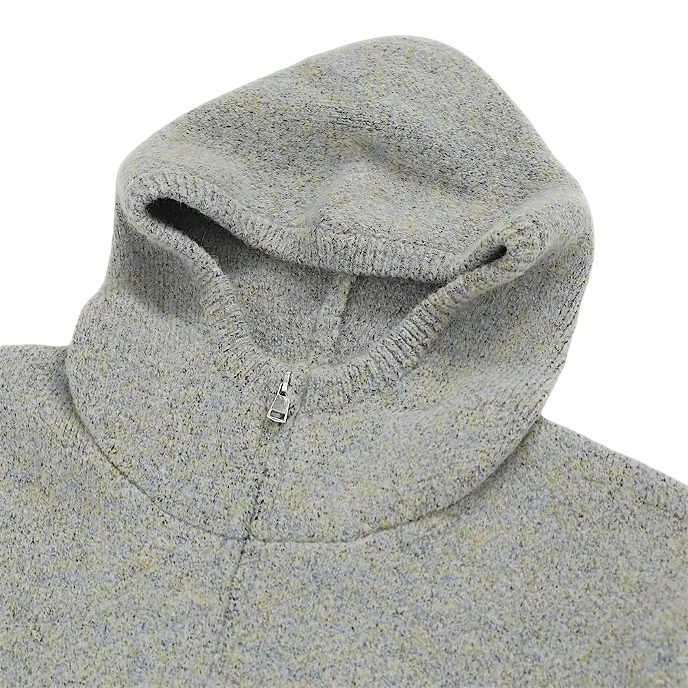 Marled yarn zip up hoodie sweater