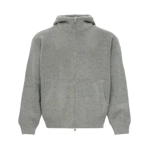 Marled yarn zip up hoodie sweater