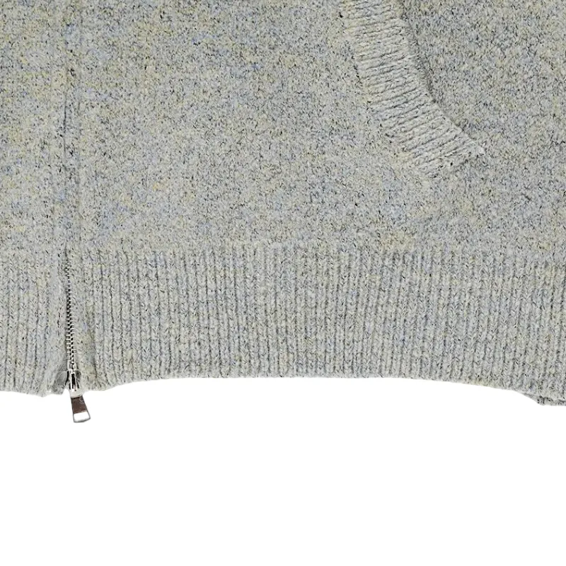 Marled yarn zip up hoodie sweater