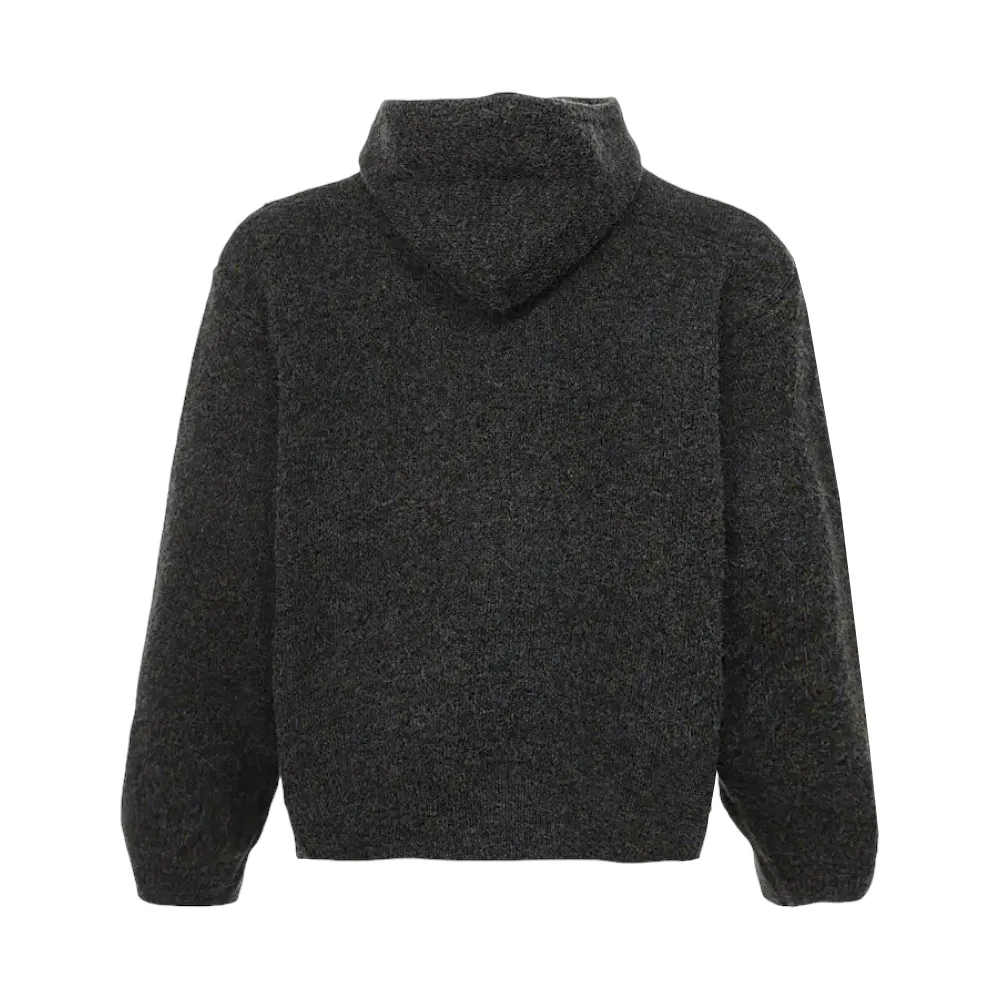 Marled yarn zip up hoodie sweater