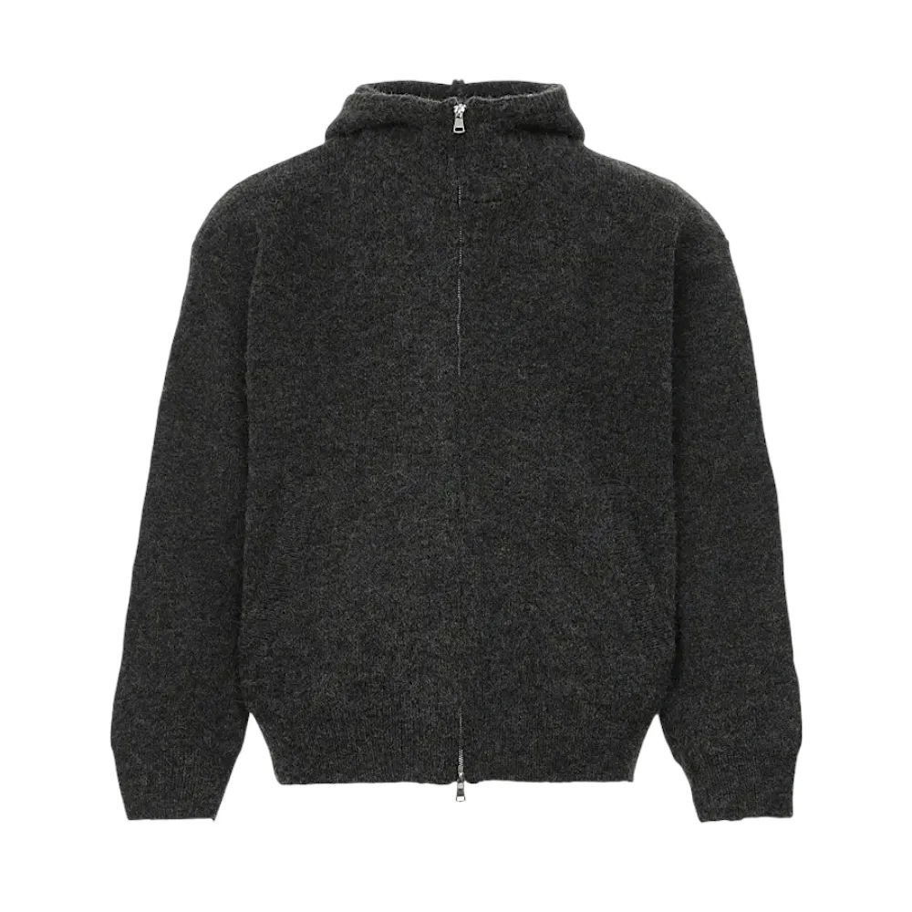 Marled yarn zip up hoodie sweater