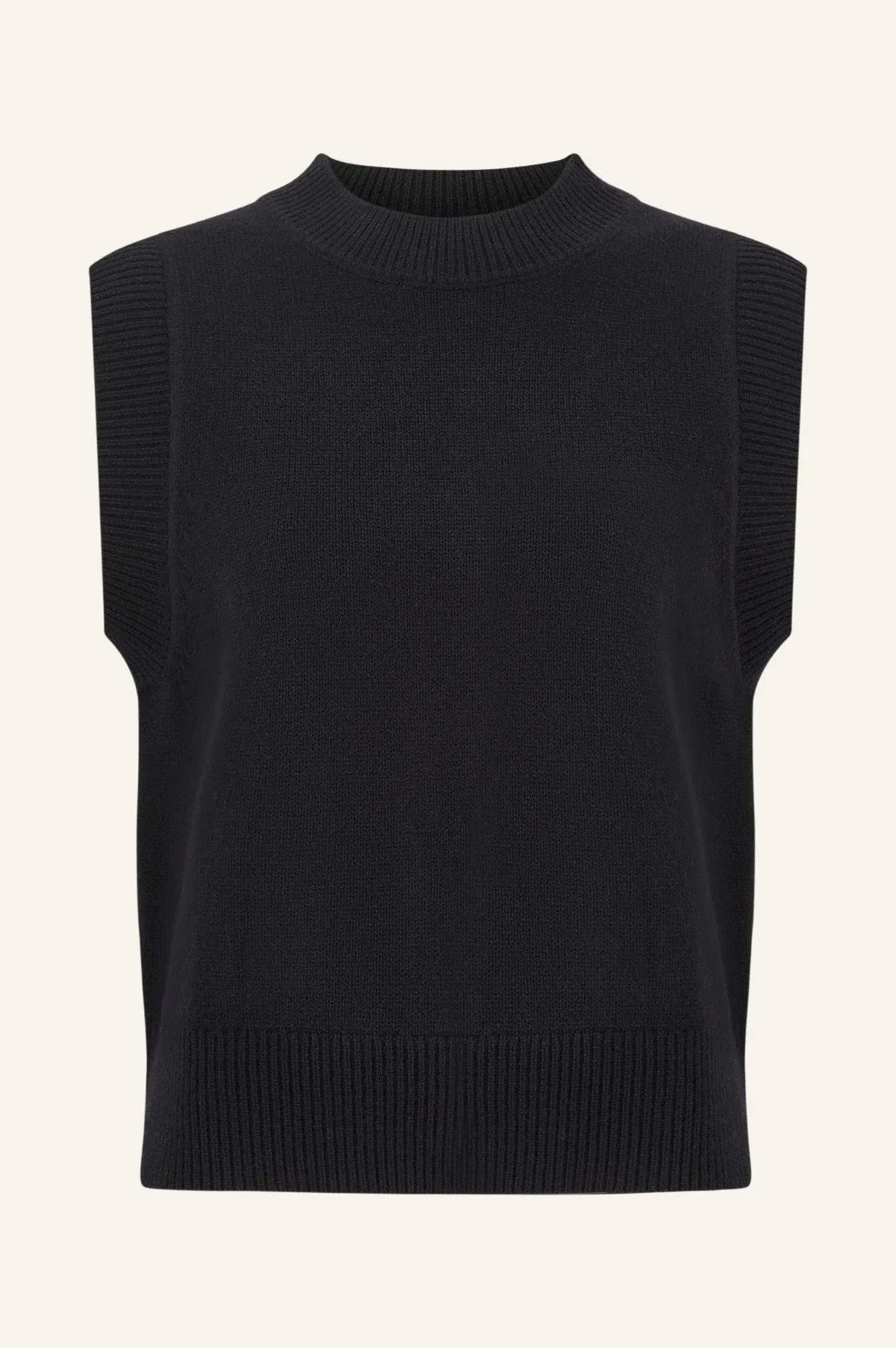 Merino Wool Knitted Short Tank | Black